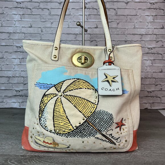 Limited Edition Summer Coach Beach Theme Tote Bag  14962 - Picture 1 of 9